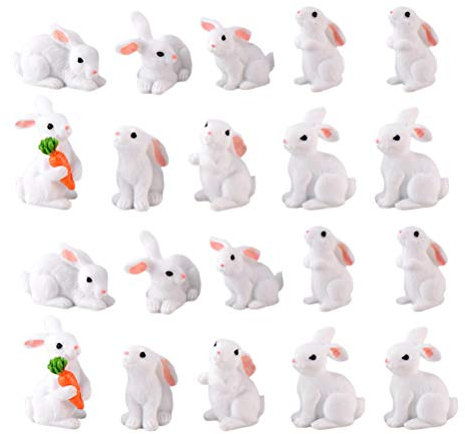 TOYANDONA 24st Osterhasen Porzellan Weiss Mini-Kaninchen-Modell Kaninchenfiguren Spielzeug Hasen Mitiv Torte Mini- - Zuckerfiguren Ostern Figuren Deko Osterhasenfiguren Miniatur Tier Kind