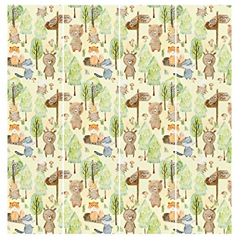 Bilderwelten Schiebegardinen Set Fuchs Wald-Abenteuer Illustration 4 Flächenvorhänge 250 x 240cm Ohne Aufhängung