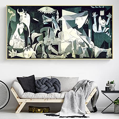 LLNN Guernica, die berühmteste Gemäldeserie der Welt, Schlafzimmer Pablo Picasso Guernica, gerahmt, fertig zum Aufhängen 80x160cm (32x63in) mit Rahmen