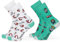 2 Paar Lustige Socken | gemusterte Socken mit verschiedenen Motiven und Farben | Mit Piqué-Komfortbund | Aus Baumwolle, Polyamid und Elasthan Farbe Medizin Größe 42-47