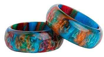 AOLI Eleganter, klobiger, bunter Flash-Ringe aus Kunstharz, für Damen und Herren, Schmuck, Größe 5–11, 9, Acryl