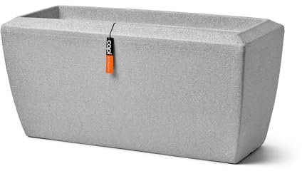 Capi Europe - Gefäß rechteckig Arc Granite - 60x35x40 - Elfenbein - Blumentopf für den Innen- und Außenbereich - Bruchfest - 100% recycelbar NIVS8061