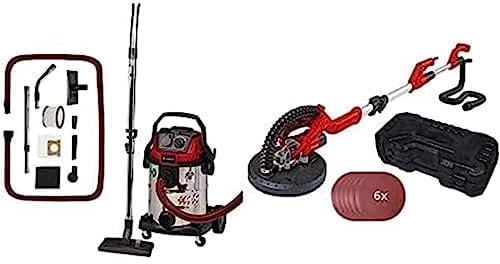Einhell Aspirateur eaux et poussières Te-VC 2025 SACL (pour des poussières de valeurs MAK>1 MG/m³, 25 L, système de Nettoyage du Filtre, avec Plusieurs Buses et filtres) + Ponceuse Girafe TC-DW 225