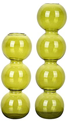 KWQBHW 2 Stück grüne Glasvase, Hydrokulturvase, moderne Blumenvase, 4 Kugelknospen, Vase, Tafelaufsatz, Glasvase, Zuhause, Party, Büro, Tischdekoration