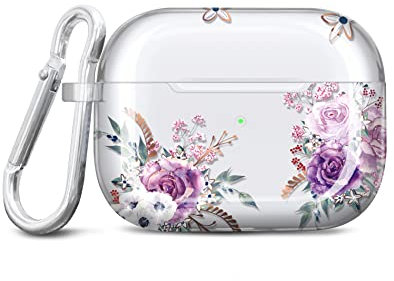JIAXIUFEN Kompatibel mit AirPods Pro 2 Hülle Stoßfeste Silikon Kopfhörer Taschen Case Schutzhülle Zubehör mit Karabiner Kompatibel mit AirPods Pro 2 Generation, Purple Pink