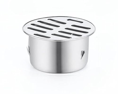 Runder Edelstahl-Bodenablauf, Metall, Stahl, Gully-Gitter, Dusche, Anti-Verstopfungs-Filter, Zuhause, Werkzeuge für den Außenbereich, Balkon, Hof (Ø 63 mm)