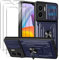 KZIOACSH Funda Xiaomi Redmi A2/Redmi A1 + 3× Cristal Templado,[Tapa Deslizante para la cámara] Anti-Choque con 360 Grados Magnetic Anillo Hard PC y Silicona TPU Bumper antigolpes Case,Azul