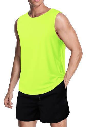 meioro Herren Mesh Tank Top, Atmungsaktives Ärmellose Shirt Angepasste Muskelshirt, Sport Rundhals Tank Tops Männer Sommer Gym Workout Funktionsshirt Bodybuilding Fitness Unterhemd(Grün,M)