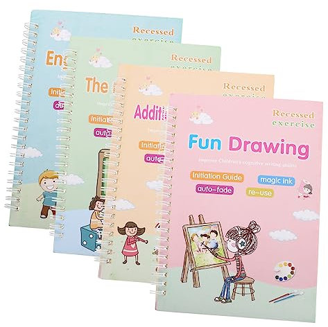 LALAFINA 4stücke Wiederverwendbare Übungshefte Für Grooviertes Schreibbuch Verbesserung Geeignet Für Vorschulkinder Englisch Lernen Und Kalligraphietraining