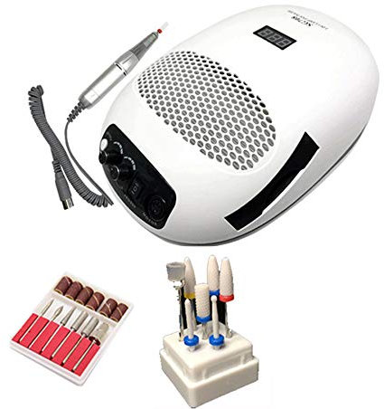 Kit Trapano per Nail Art 3 in 1 - Trapano Elettrico per Unghie 108W Fototerapia Colla da Forno/Lucidatura/Aspirazione Polvere Macchina Tutto in Uno per Uso Domestico in Salone