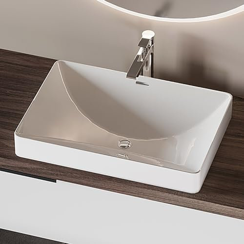 Lavabo a semincasso rettangolare 52x36 cm in ceramica bianco lucido