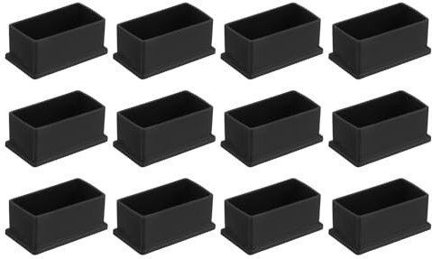sourcing map 12Pcs PVC Square Chair Leg Caps, 60mm x 30mm OD Black Furniture Feet Pads Table Foot Cover Caps Floor Protectors for Patio Table Cabinet Bed Furniture