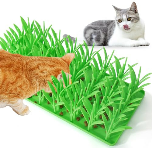 Palksky Silicone Green Grass Mat for Cats & Dogs, Interactive Enrichment Pet Mat