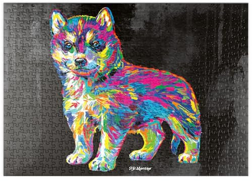 MyPuzzle Pop Colors Husky - Premium 500 Teile Puzzle - MyPuzzle Sonderkollektion von Puzzle Galaxy