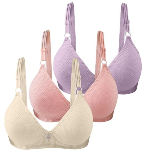 XCXC 3er Pack BH Damen ohne Bügel Push Up BH Set Frauen Klassische BH mit verstellbarem Träger Damen Atmungsaktiver Bequem BHS Set Sport-BHS Trainings-BH für Alltag Yoga Fitness Sport Outdoor