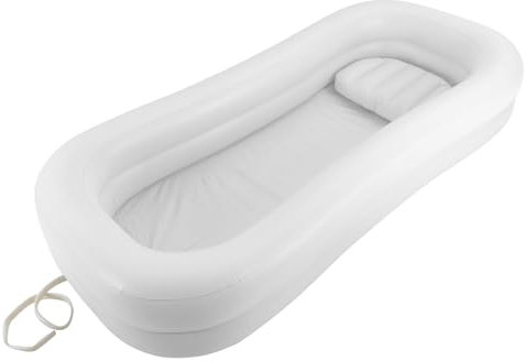 KiwiHood Vasca da bagno gonfiabile medica vasca da bagno ammollo piscina gonfiabile autoportante Vasca da ghiaccio pieghevole con pompa ad aria elettrica per disabili (bianco, doppio strato)
