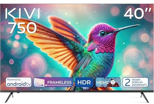 KIVI 40 Zoll Fernseher Smart TV – Android TV 11 mit Sprachsteuerung, Full HD, Super MVA Panel, WLAN, Bluetooth, Disney+ & Netflix-kompatibel, Rahmenlos, HDMI, DVB-T2