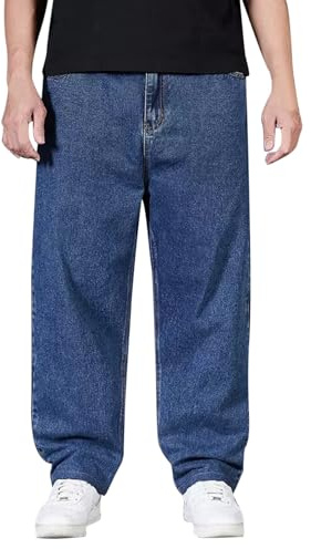 Jean pour homme - Grande taille - Coupe ample - Taille haute - Stretch - Coupe droite - Pantalon en denim - Pantalon de loisirs d'hiver