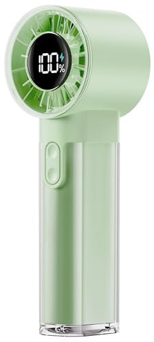 Gaiatop Handheld Mini Turbo Fan, 1-100 High Speeds Adjustable, 3-20Hrs Cooling Time, 4800mAh USB Rechargeable Portable Hand Fans with Lanyard for Outdoor, Travel, Ball Game, Make Up, Work, Green