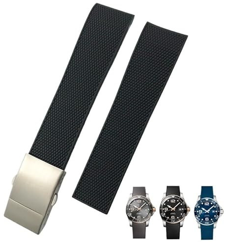 ONECMN Cinturino per orologio da 21 mm, per cinturino in silicone impermeabile Hydroconquest L3 780 781 782 841(Black)