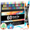 Gunsamg 60 Dual Tip Acrylic Paint Markers with Fine Tip and Brush Tip, Acrylic Paint Pens for Rock Painting, Canvas, Ceramic, Glass, Plastic,Professional Paint Markers with Thick Storage Case