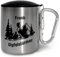 Edelstahl-Tasse mit Karabiner und Deckel ca. 330ml personalisiert „Gipfelstürmer“ Geschenk für Bergliebhaber Männer & Frauen - Metall-Becher mit Namen – Outdoor Camping (Silberner Griff, Mit Deckel)