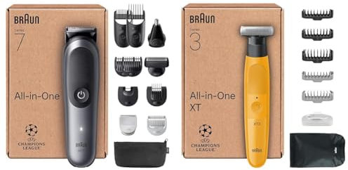 Braun All-in-One Series 7, 12-in-1 Groomingset, Nasenhaartrimmer, AutoSense, Rasierer Herren Elektrisch, Barttrimmer und Haarschneider + Braun Series XT3 All-in-One, Trimmer, Groomer, Bart Styler