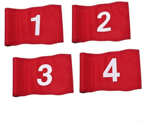Getdoublerich Lot de 4 drapeaux de golf avec poteaux - Imperméables - Pour entraînement de golf intérieur et extérieur