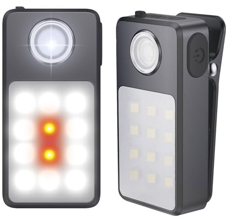 Tubasion 2-Pack Running Lights USB-C Rechargeable, 3 Modes Upgraded 2-uses Clip on Torch, IPX7 Waterproof Compact LED Flashlight for Working, Cycling, Running, Camping and Safety Warning (Black)