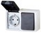 Interruptor y enchufe gris de superficie 1 llave 2 vías IP54 4000W montaje en superficie toma con protección contra salpicaduras PVC