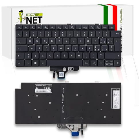 new net - Tastiera Compatibile con dell Latitude 5320, 5320 2-in-1, 5330, 5340, 7320, 7320 2-in-1, 7330 [Senza Frame - Colore Tasti Nero - Retroilluminata - Layout ITA]