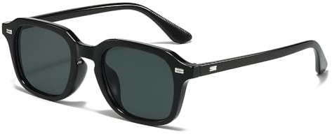 YAMEIZE Retro Eckig Sonnenbrille Herren Damen Quadratisch Sonnenbrille Vintage 90er UV400 Schutz (Schwarz Schwarz)