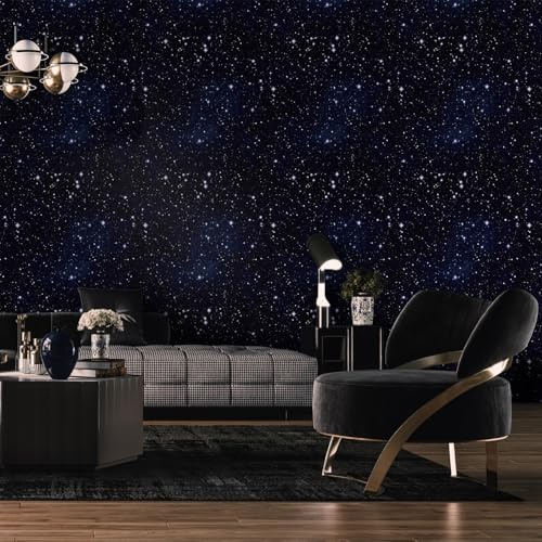 Klebefolie Möbel Schwarzer Sternenhimmel Möbelfolie Wasserdicht PVC Tapeten Schlafzimmer Wohnzimmer Wandverkleidung Wandtapete Dekorative Selbstklebende Tapete 38.6x120.6 cm