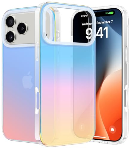Hülle für iPhone 17 Pro Max/ 18 Pro Max Bunt Handyhülle, Irisierend | Fluoreszierende Farbverlauf Schutzhülle, Irisierender Farbwechsel, Regenbogen Look, Stoßfeste Kratzfest