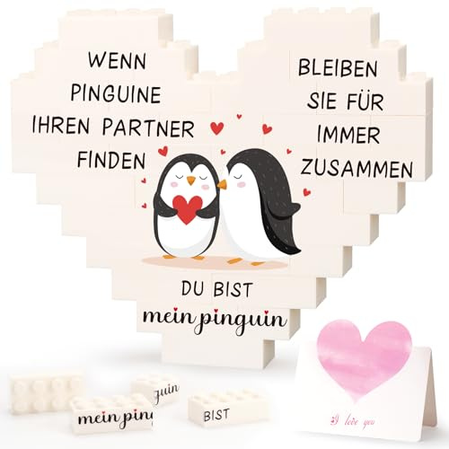 Ich Liebe Dich Geschenke für Männer Frauen, Jahrestag Geschenk für Ihn Sie, Hochzeitstag Liebes Geschenk, Jahrestag Geschenke für Paare Partner, Herzförmige Puzzleblöcke Deko