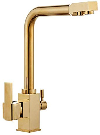 Grifo de filtro de agua de 3 vías con rotación de 360° y doble palanca para fregaderos de cocina y sistemas de ósmosis