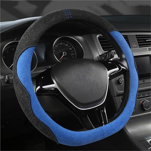 Lenkradhülle D-Form Auto-Lenkradbezug Aus Echtem Leder Wildleder Für VW Für Golf 7 VII Für 8 Für R GTI Autozubehör Lenkradbezug für Auto(E)