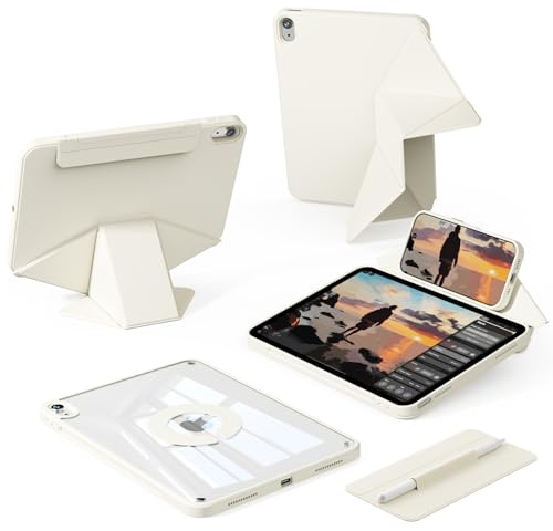 ZOPSGYU Dynamic Folio Case per iPad Air 11 pollici (M4/M3/M2), Air 5a/4a generazione da 10,9 pollici, retro magnetico trasparente rimovibile, supporto multi-angolo 20+, copertura per schermo doppio e