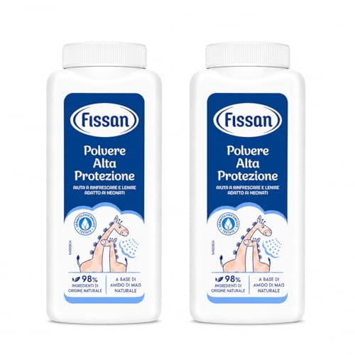 Polvere Alta Protezione – Talco Protettivo per Neonati e Bambini – Con Amido di Mais Naturale e Ossido di Zinco – Aiuta a Lenire e Assorbire l'Umidità – Pelle Delicata - 2 Unita da 200g
