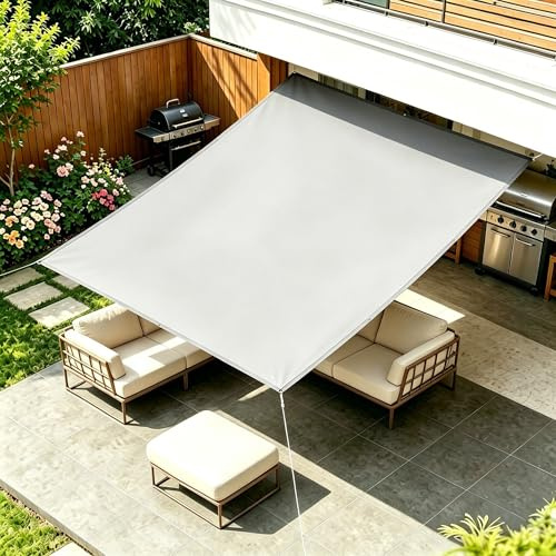 Toldo Vela Rectangular 5X10M Toldos Exterior Terraza, Lona Sombra Exterior Impermeable a Prueba de Viento protección UV para Patio,Jardín, Exteriores, Terraza - Gris Claro