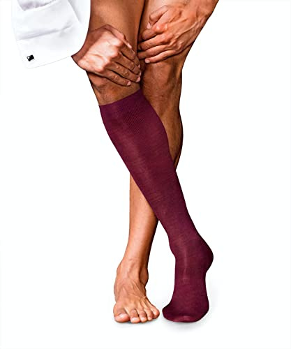 FALKE Men's No. 6 M Kh Wool Silk Long Plain 1 Pair Knee-High Socks, Red Barolo 8596, 10-11