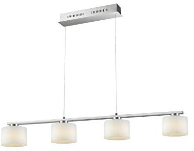 Trio Leuchten LED Pendelleuchte Alegro 325510407, Metall Nickel matt, Glas opal weiß, inkl. 4x 6.5 Watt LED, Switch Dimmer