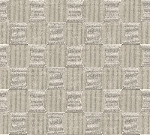 Livingwalls Vliestapete Tapete geometrisch grafisch 10,05 m x 0,53 m beige metallic Made in Germany 358693 35869-3