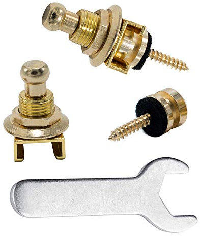 Rayzm Gitarre Strap Locks Button/Gitarrengurt Schlösser mit einem Schraubenschlüssel, Sicherheit Straplocks Rutschfeste Strap Retainer System für Akustik-/Elektro-/Bassgitarre (Gold)