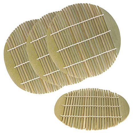 6.5 Inch Diamater Green Bamboo Steamer Liners Kitchen Mat Rack Steamer Pad Inserts, 4 Pieces
