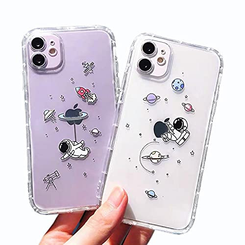 AMART für iPhone 11 Hülle, 2Pack Durchsichtig HandyHülle mit Astronaut Planet Stern Muster Hülle Transparent Klar Silikon Ultra Dünn Weich TPU Motiv Stoßfeste Schutzhülle für iPhone 11 (6,1) NUR
