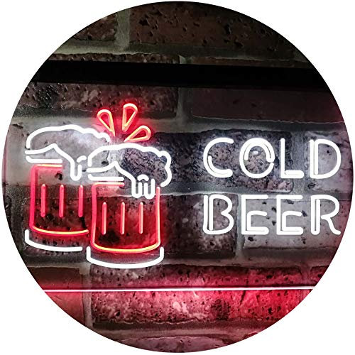 ADVPRO Cold Beer Bar Pub Club Décor Dual Color LED Barlicht Neonlicht Lichtwerbung Neon Sign Weiß & Rot 600 x 400mm st6s64-i2069-wr