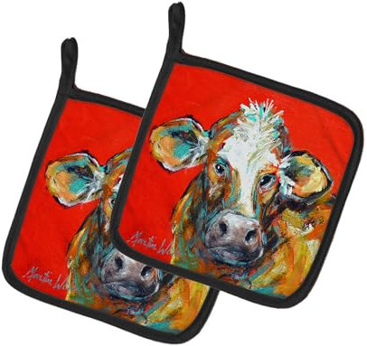 Caroline's Treasures MW1319PTHD Topflappen, Kuh, Rot, 1 Paar, 7,5 x 7,5 W, Mehrfarbig