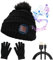 CestMall Bluetooth Music Hut & Handschuhe, Wireless Beanie Headset Wintermusik Lautsprecher Hut Strickmütze, Bluetooth Cap Freisprecheinrichtung Waschbar Geeignet für Outdoor-Sportarten Skifahren