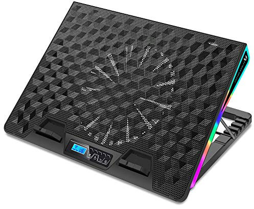 SK Notebook Laptop Rainbow RGB Kühler Gamer Ständer Kühlpad Unterlage Cooler für 9-18 Zoll/Lüfter / 5-7 Stufen Höhenverstellung/dünn & mobil (Rainbow 7 Beleuchtungsmodi)